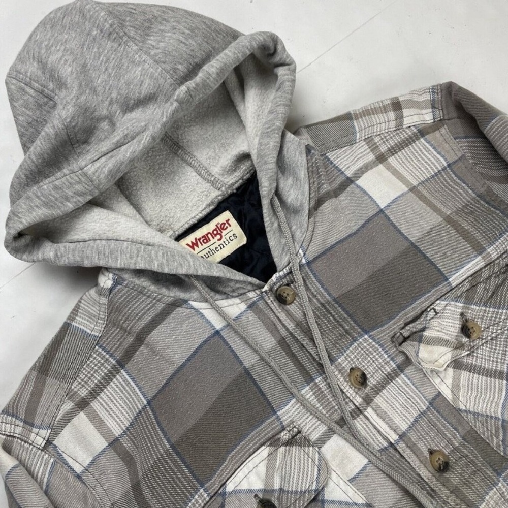 Wrangler Hooded Flannel Shirt Jacket Men's M